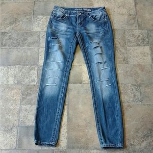 Destroyed Almost Famous distressed skinny jeans